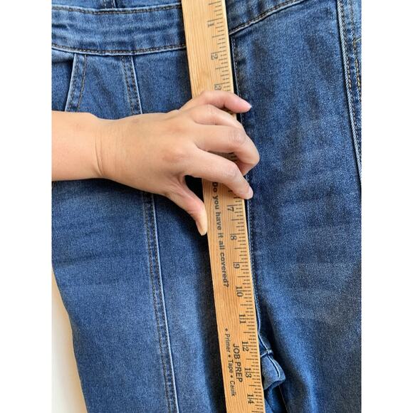 Women’s Denim Overalls Sincerely Wide Leg Style Retro Side Zipper Blue Size S - Picture 5 of 9